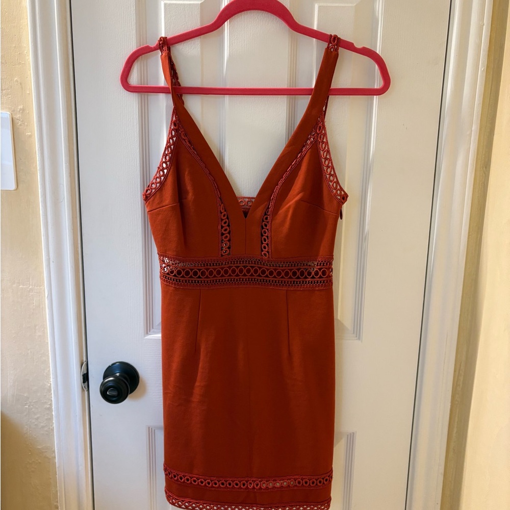 Free People Orange Lace Trim Dress